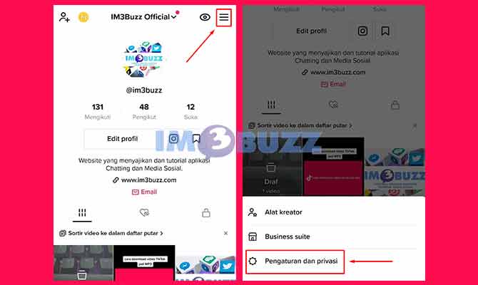 Masuk ke Pengaturan dan Privasi TikTok