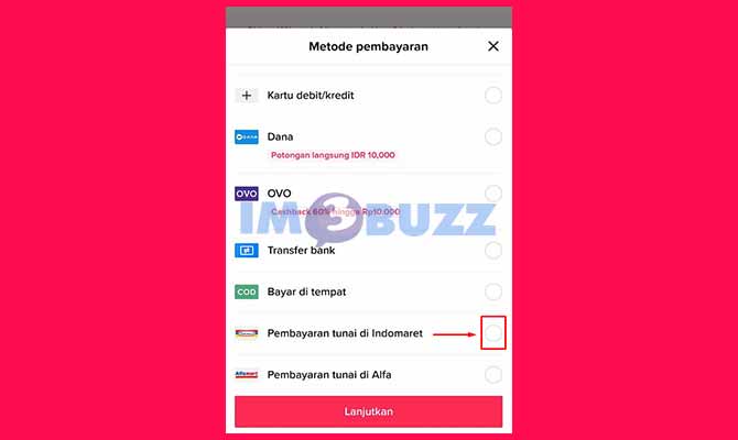 Pilih Pembayaran Indomaret di TikTok Shop