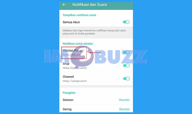 Pilih Jenis Notifikasi Obrolan