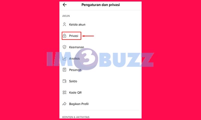 Pilih Menu Privasi