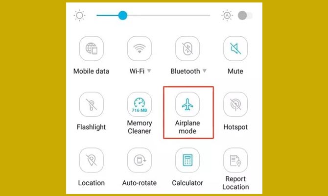 Aktifkan Mode Pesawat Untuk Mengatasi Sambungan Kode MMI tidak Valid