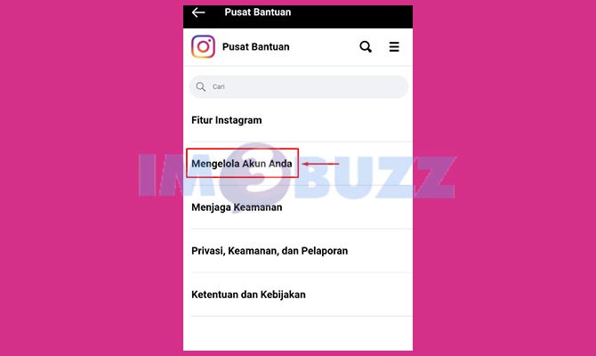 Ketuk Mengelola Akun Instagram