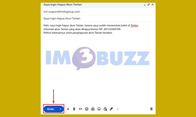 Kirimkan Email pengajuan penghapusan akun Tantan