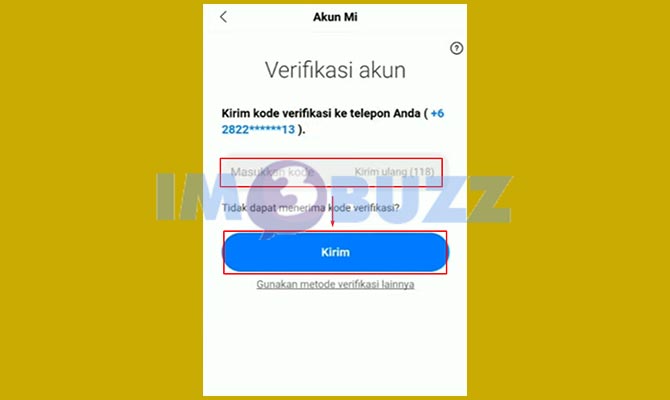 Masukkan Kode Verifikasi Akun Mi