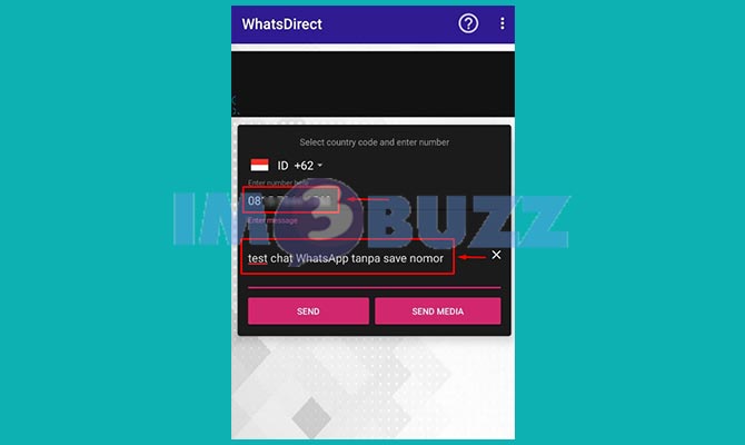 Masukkan Nomor Tujuan dan Isi Chat