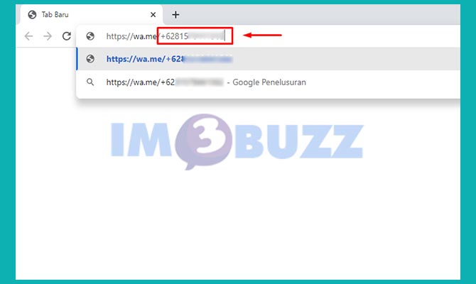 Masukkan Nomor Whatsapp Tujuan Chat