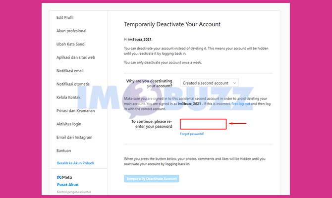 Masukkan Password Akun Instagram