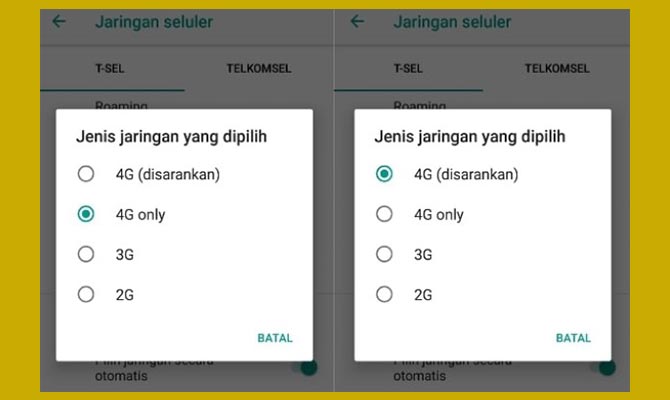 Mengubah Mode Jaringan Untuk Mengatasi Sambungan Kode MMI tidak Valid