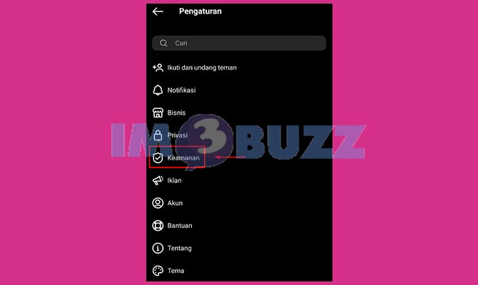 Pilih Menu Keamanan Untuk Mengubah Password Instagram