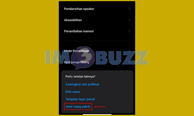 Pilih Menu Setel Ulang Pabrik