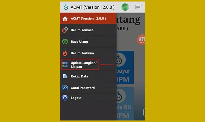 Pilih Menu Update Langkah Sisipkan