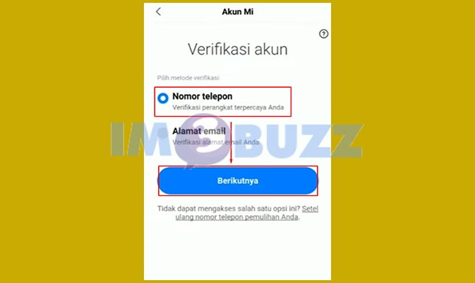 Pilih Metode Verifikasi Akun Mi