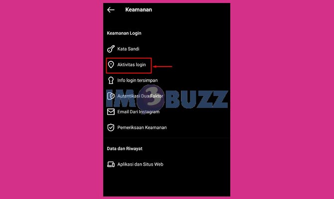 Pilih Aktivitas Login Instagram