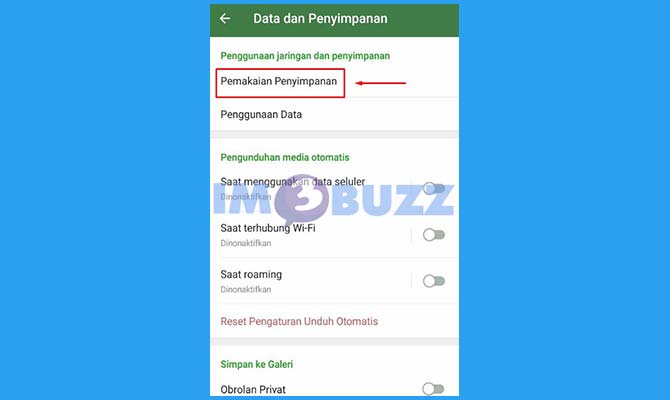 Pilih Pemakaian Penyimpanan