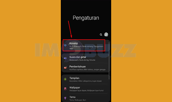 Kemudian tap sub menu Koneksi menu sejenisnnya.