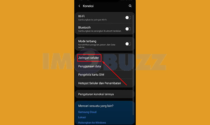 Selanjutnya tap opsi Jaringan Seluler
