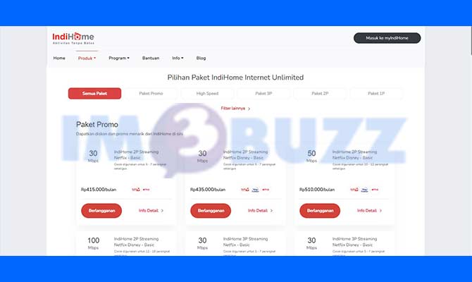 2. Pilih Paket Indihome