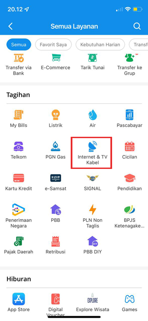 Pilih Internet dan TV Kabel 1