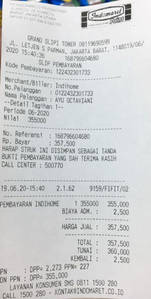 batas jam pembayaran IndiHome di indomaret