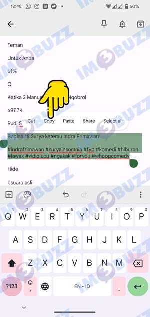 Pilih Caption dan Salin