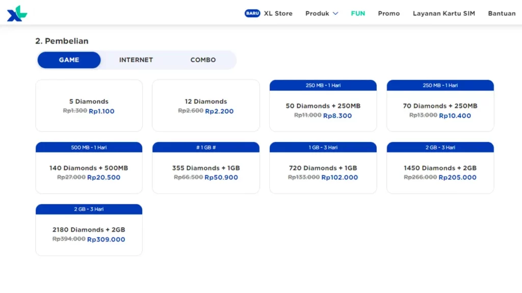 Daftar Harga Top Up FF di MyXL